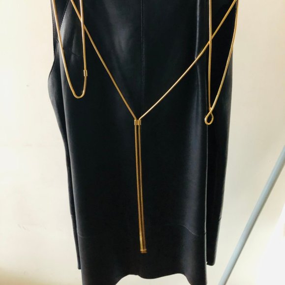 Alexis Black Leather Runway Cocktail Dress - Picture 8 of 8